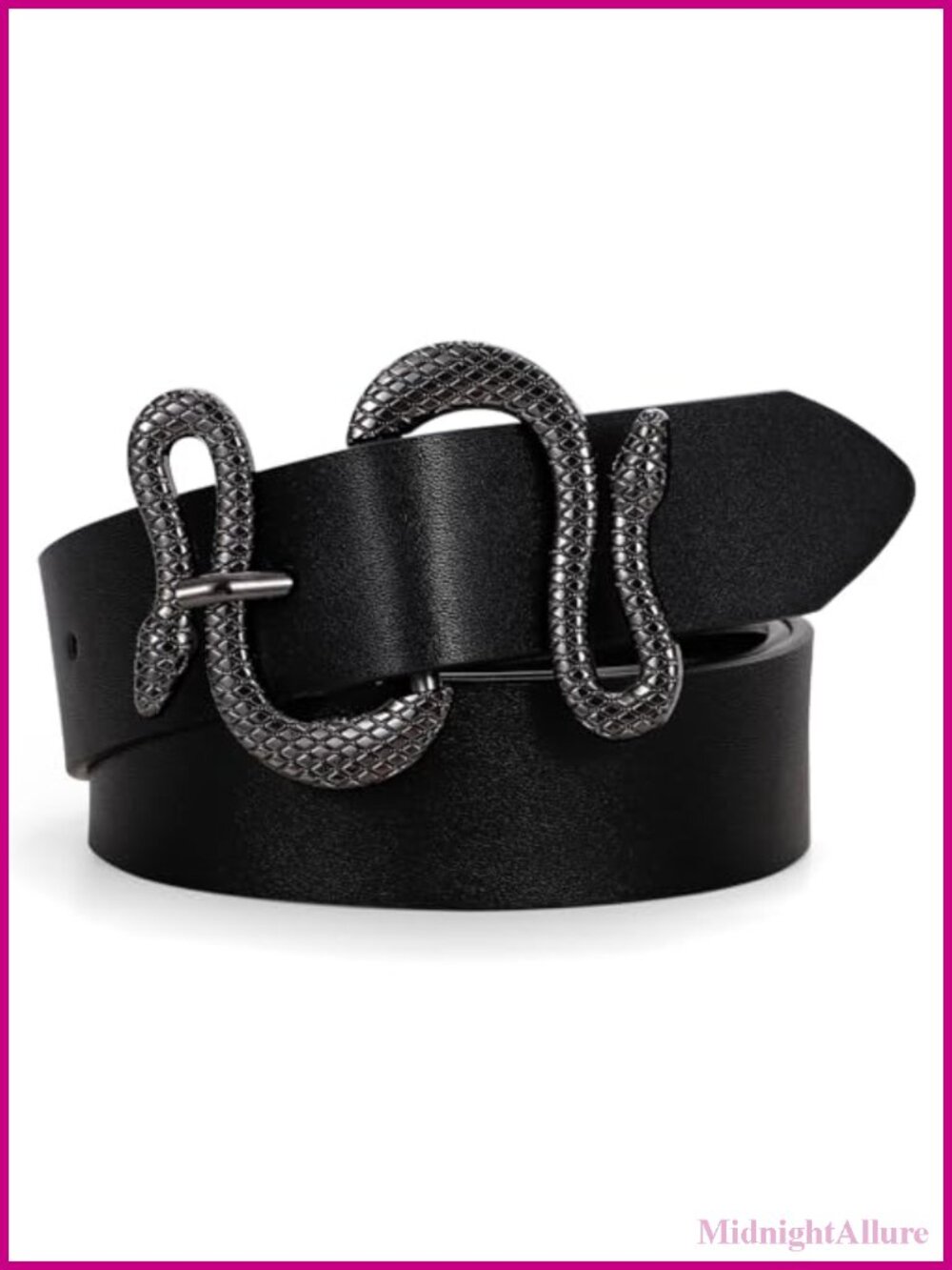 Women Leather Belt with Snake Buckle Fashion Belt for Jeans Pants Dresses